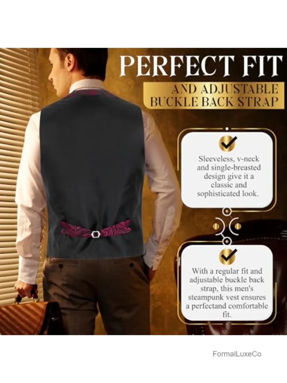 Victorian Gothic Steampunk Vest Paisley Formal Waistcoat Tuxedo Suit Vest for